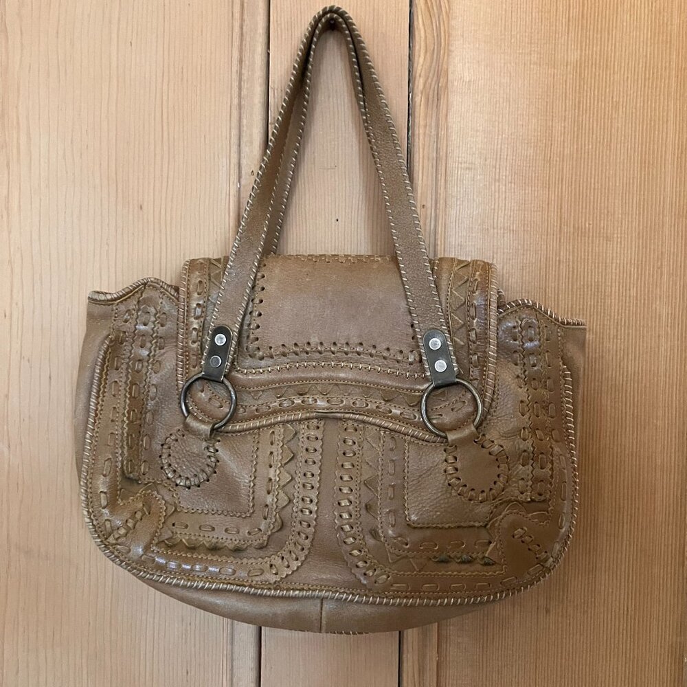 Jamin Pueche Womens Designer Leather Keylock Shoulder Bag Sz Medium Brown SP EXC - Picture 3 of 12